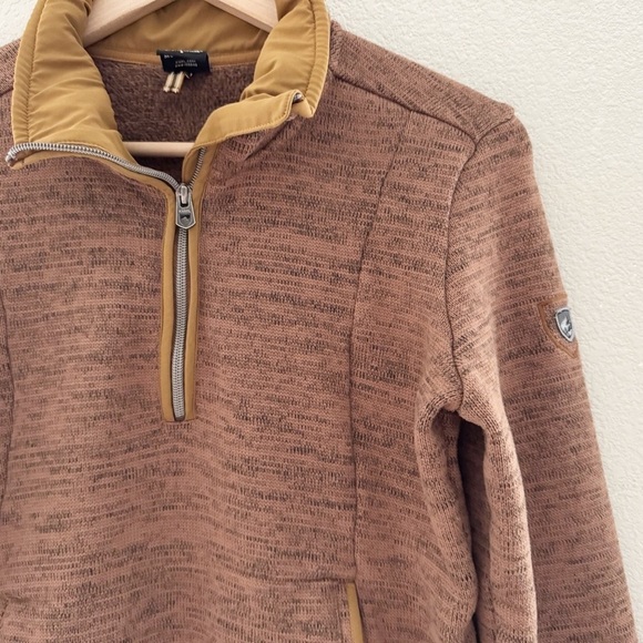 Kuhl Ascendyr Sweater Quarter Zip Pullover Fleece Casual Hiking Camping Brown S - Picture 8 of 15